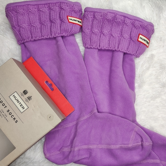 HUNTER | Tall Cable Knit Cuff Welly Boots Socks - Picture 2 of 6
